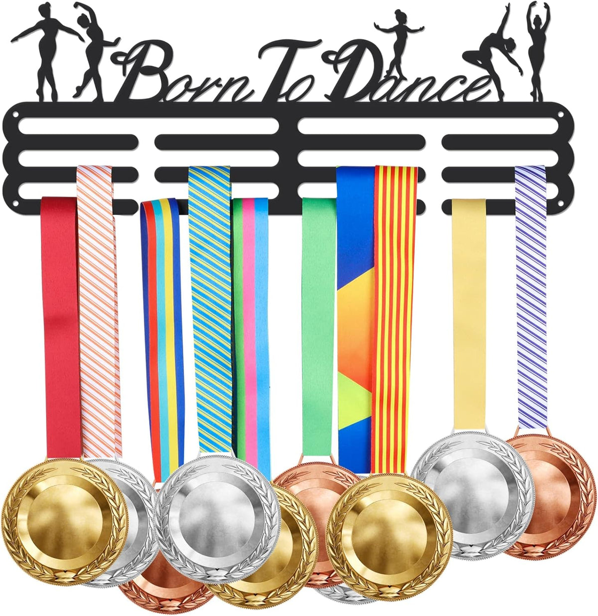Dance Medal Holder Ballet Medals Display Black Iron Wall Mounted Born to Dance Medal Hooks for 60+ Medal Rack Display Competition Wall Hanging Gift for Girls Christmas Birthday Gift | GearViral