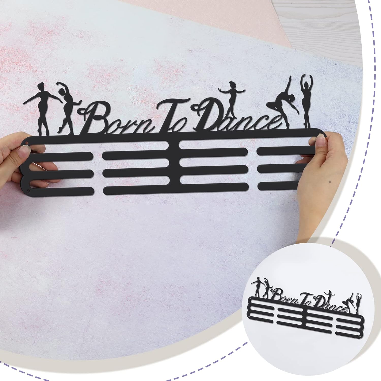Dance Medal Holder Ballet Medals Display Black Iron Wall Mounted Born to Dance Medal Hooks for 60+ Medal Rack Display Competition Wall Hanging Gift for Girls Christmas Birthday Gift | GearViral