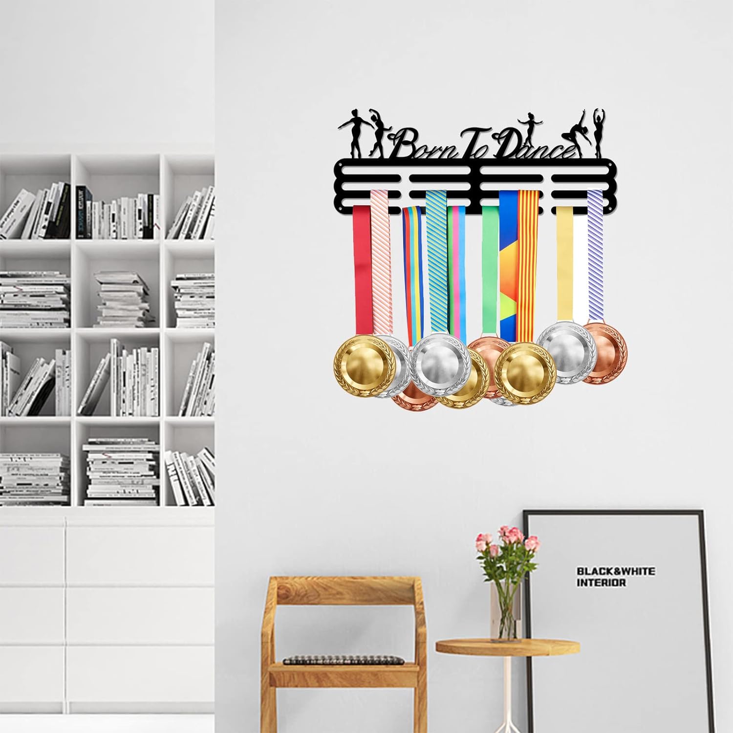 Dance Medal Holder Ballet Medals Display Black Iron Wall Mounted Born to Dance Medal Hooks for 60+ Medal Rack Display Competition Wall Hanging Gift for Girls Christmas Birthday Gift | GearViral