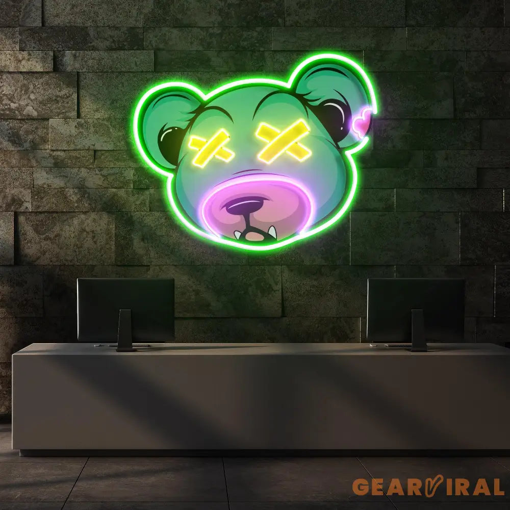 Dead Bear Cartoon Led Neon Acrylic Artwork