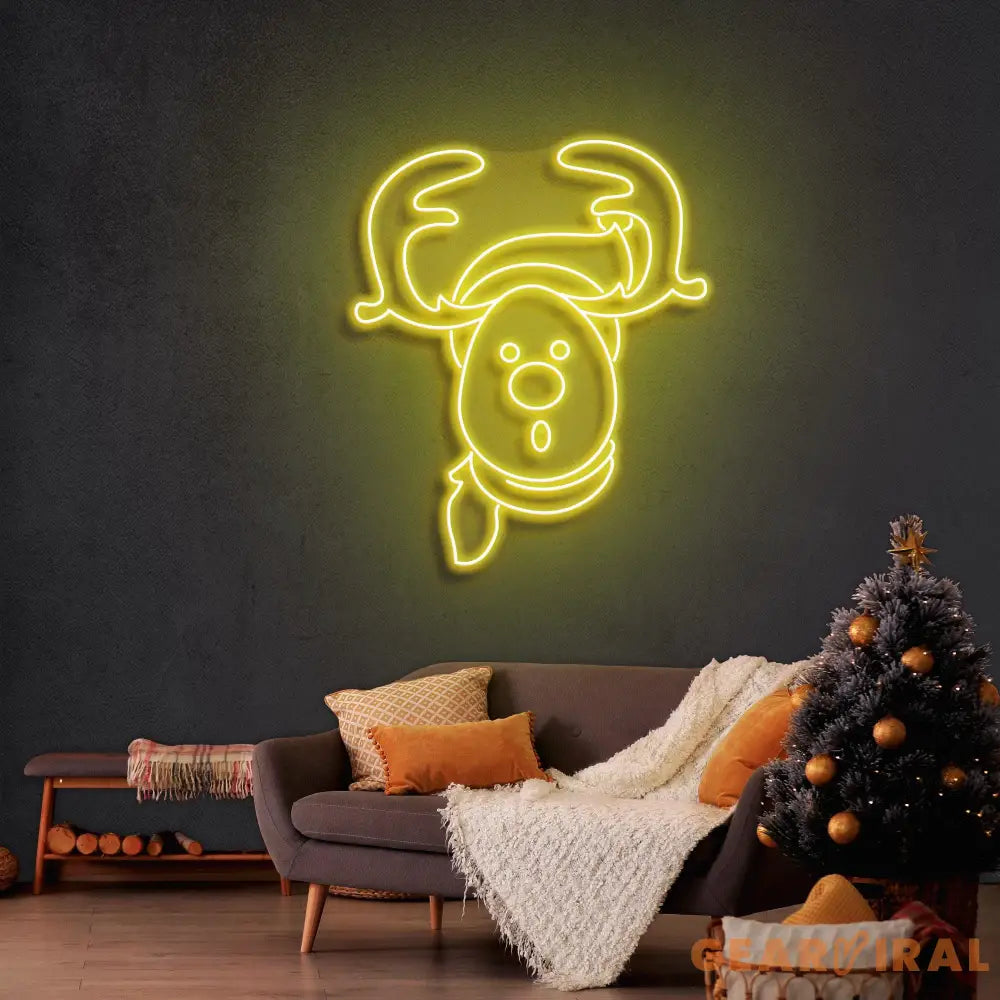 Dear Head Christmas Neon Sign