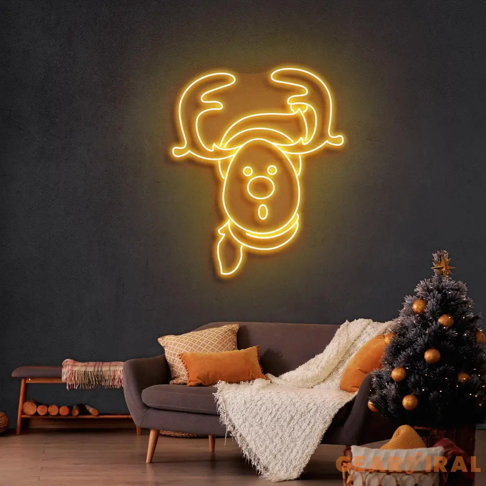 Dear Head Christmas Neon Sign