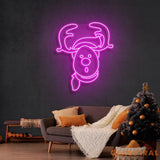 Dear Head Christmas Neon Sign