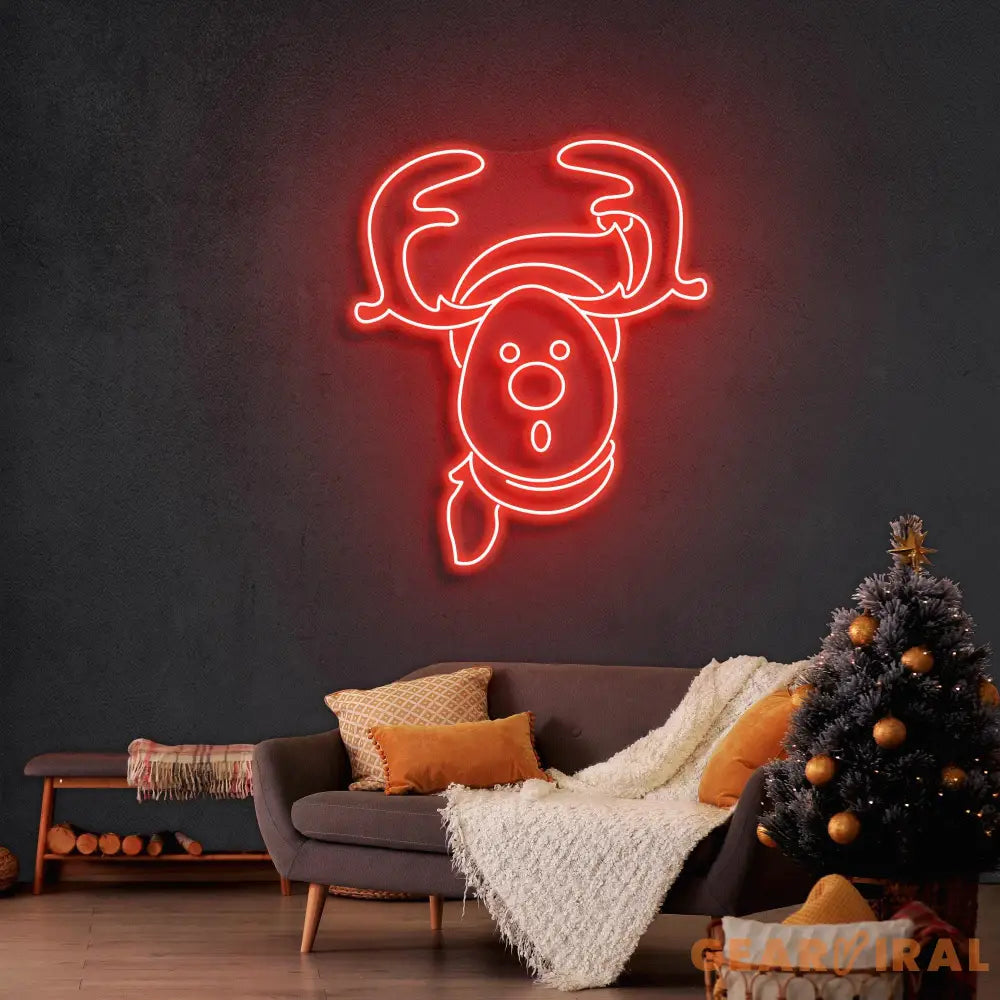 Dear Head Christmas Neon Sign