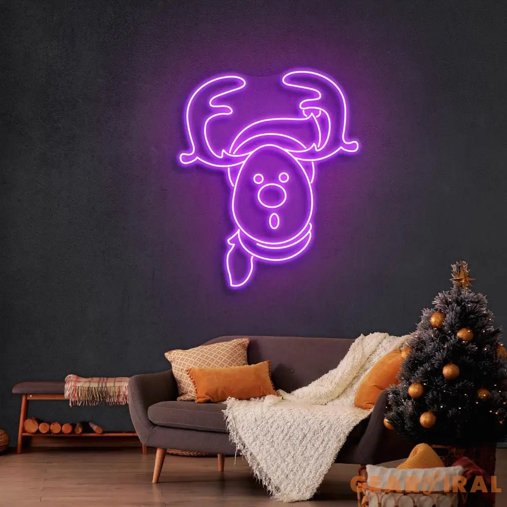 Dear Head Christmas Neon Sign