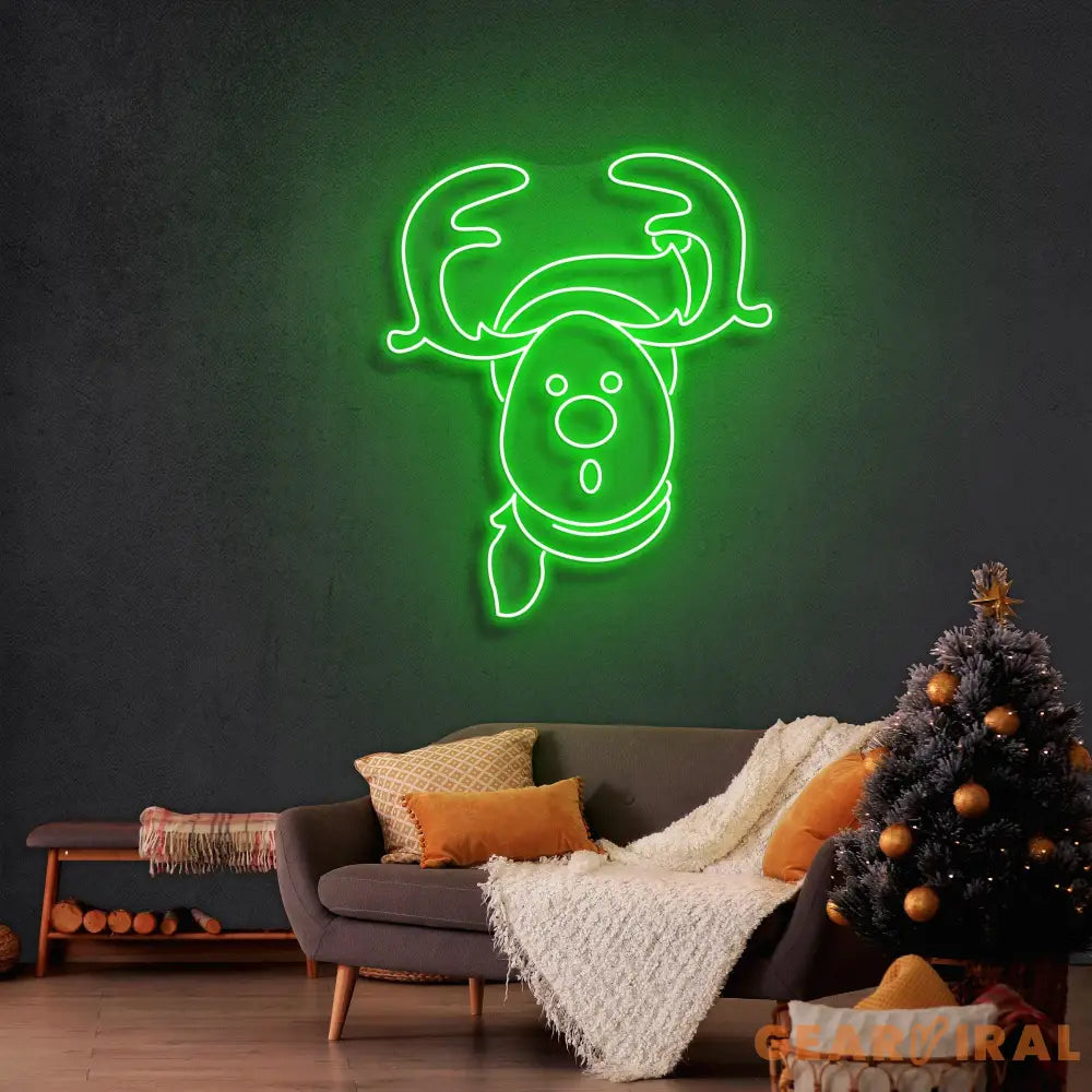 Dear Head Christmas Neon Sign