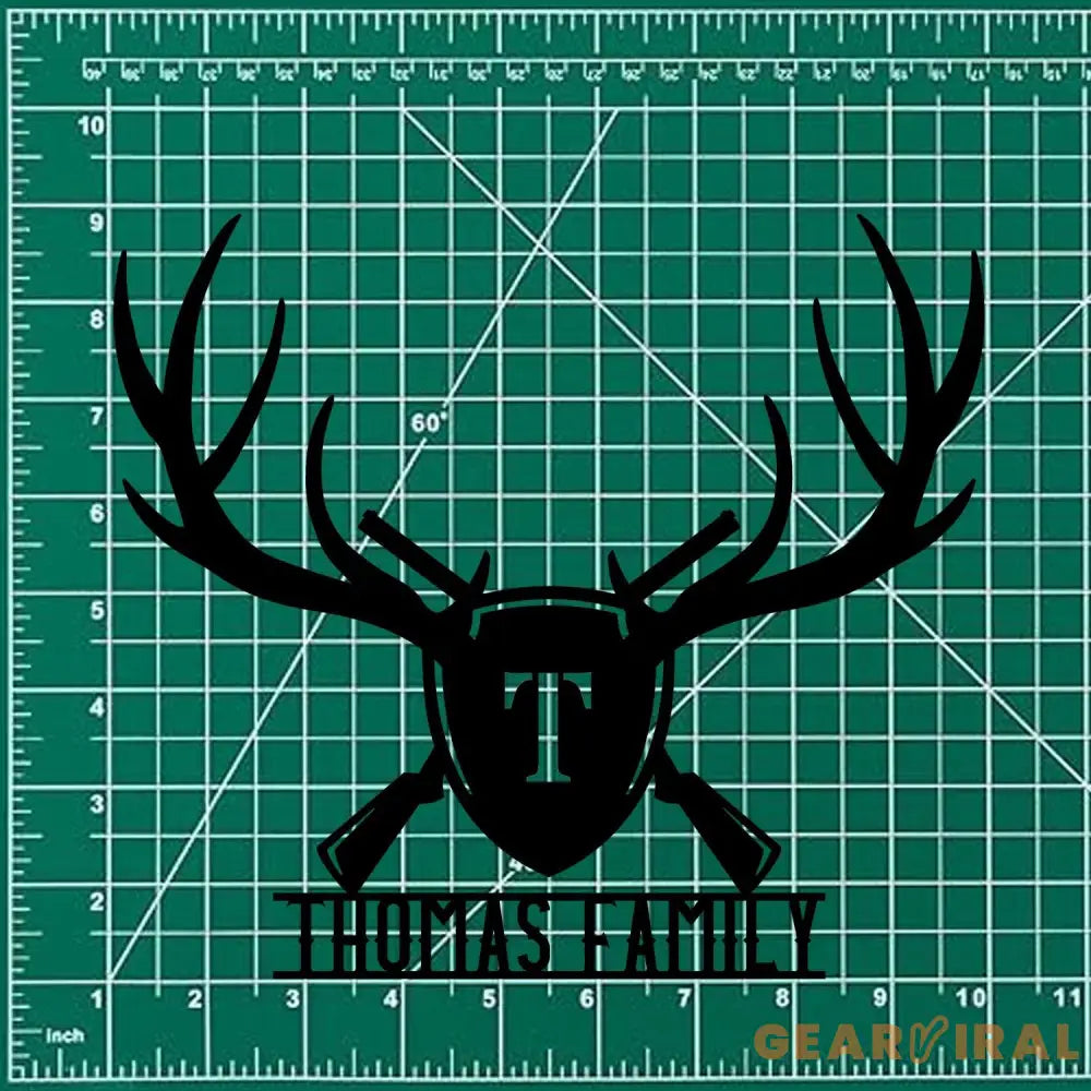 Deer Antlers & Rifles Sign Personalized Family Name Led Sign Outdoor Door Decor Address Wall Art Perfect Gift for