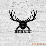 Deer Antlers & Rifles Sign Personalized Family Name Led Sign Outdoor Door Decor Address Wall Art Perfect Gift for
