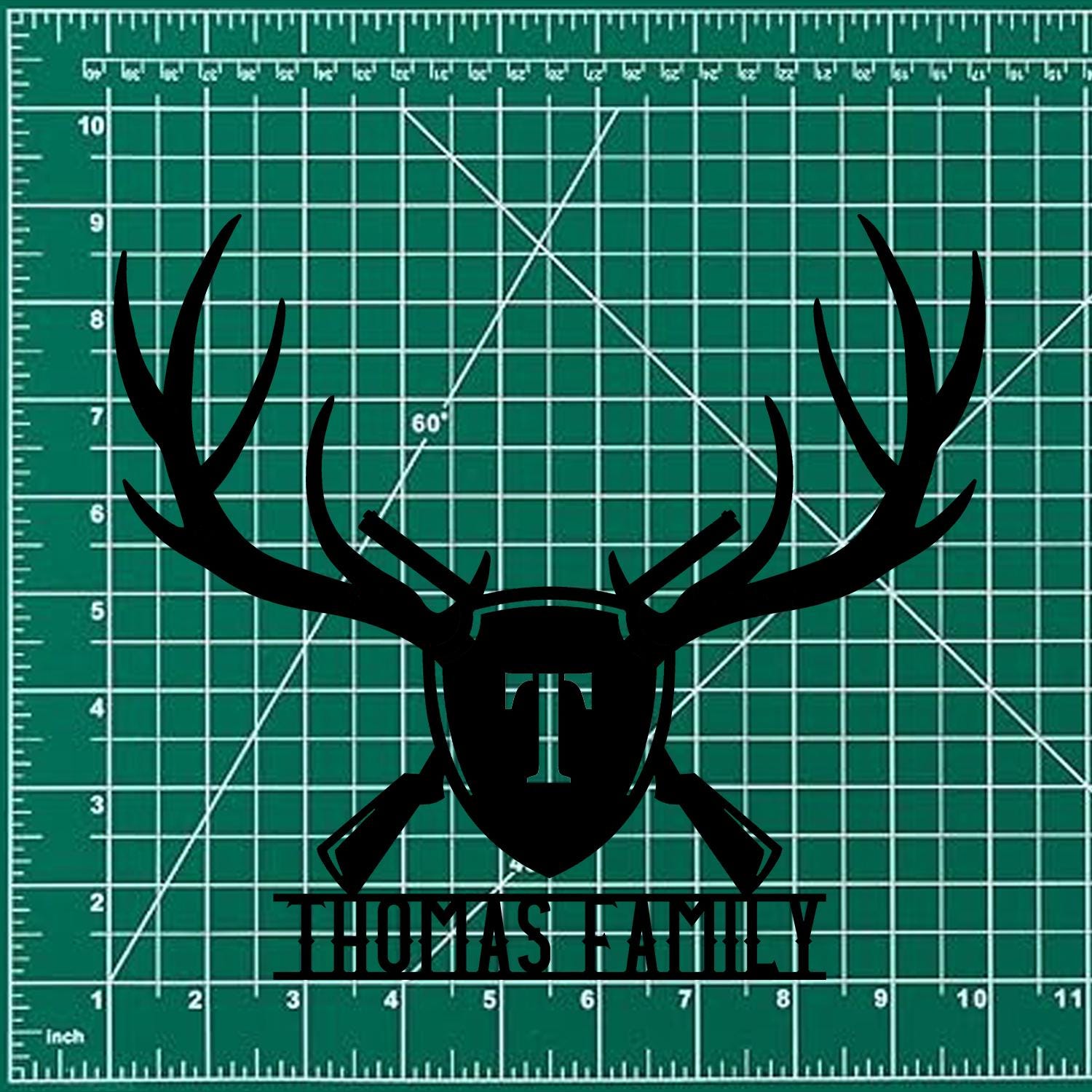 Deer Antlers & Rifles Sign, Personalized Family Name Led Sign, Outdoor Door Decor, Address Wall Art, Perfect Gift for Housewarming