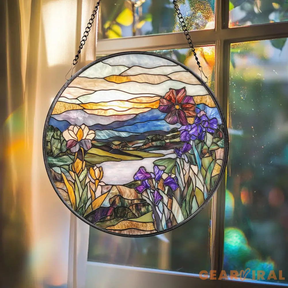 Deer Fawn Suncatcher Floral Stained Glass Window Art Baby Deer Decor Woodland Animal Gift Nature Lover Hanging Ornament