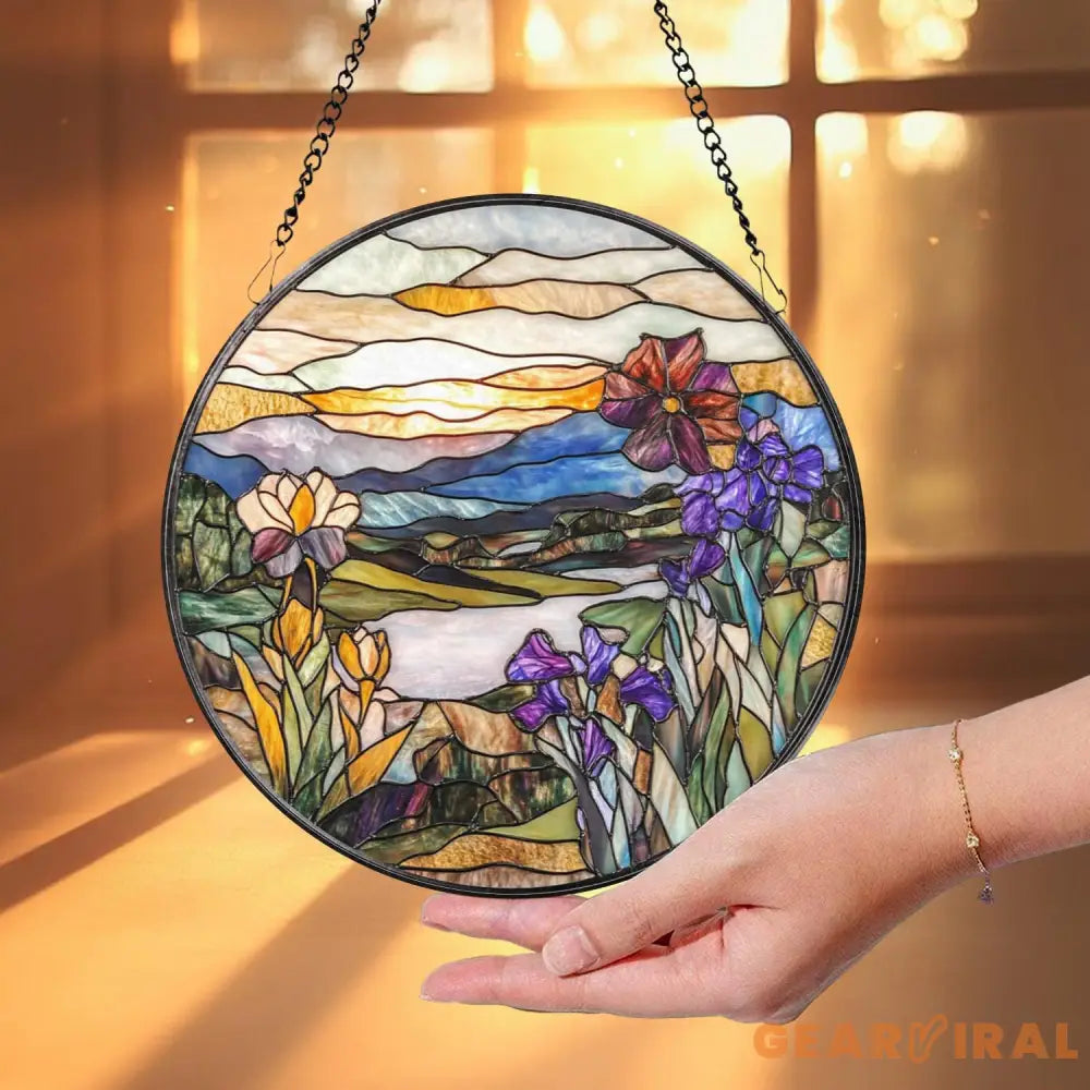 Deer Fawn Suncatcher Floral Stained Glass Window Art Baby Deer Decor Woodland Animal Gift Nature Lover Hanging Ornament