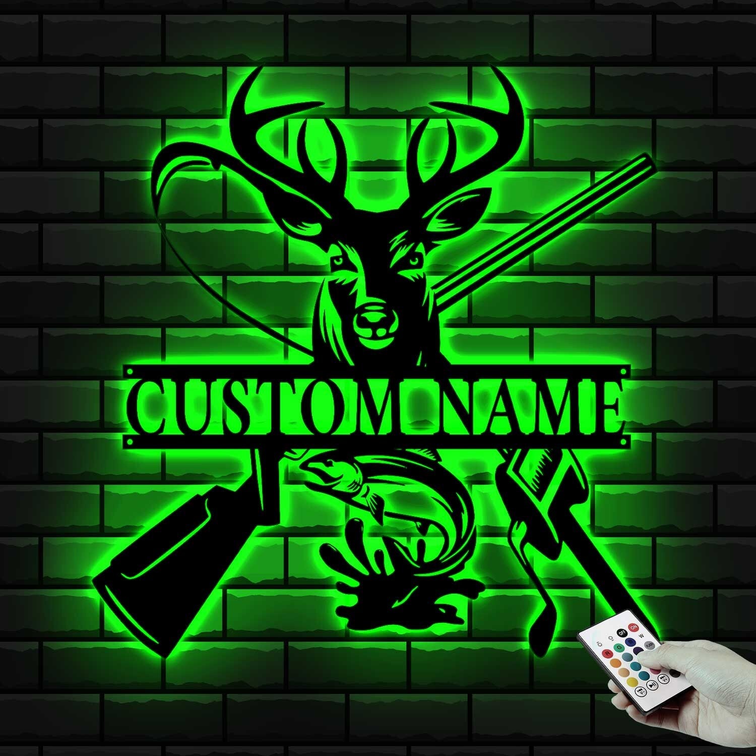 Deer Hunting Fish Hook Metal Sign with LED Lights, Hunting Wall Art, Custom Metal Deer Sign for Cabin or Man Cave – GearViral