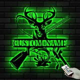 Deer Hunting Fish Hook Metal Sign with LED Lights, Hunting Wall Art, Custom Metal Deer Sign for Cabin or Man Cave – GearViral