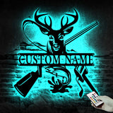 Deer Hunting Fish Hook Metal Sign with LED Lights, Hunting Wall Art, Custom Metal Deer Sign for Cabin or Man Cave – GearViral