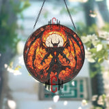 Demonic Stained Glass Suncatcher Hellfire Demon Window Panel Dark Fantasy Gothic Decor Inferno Art Gift Shadow Monster