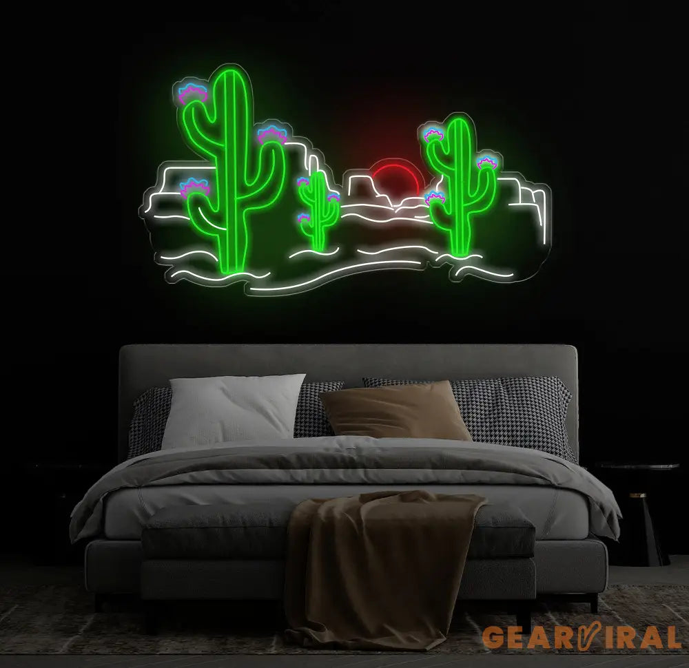 Desert Cactus Neon Sign Southwestern Landscape Neon Light Cactus Decor for Bar or Home Customizable Desert Scene LED