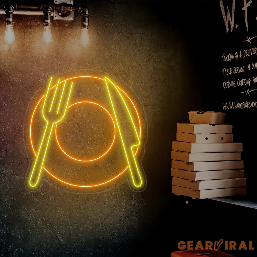 Diner Fork Spoon Neon Sign Cuisine Cutlery Led Sign Custom Neon Sign Restaurant Wall Decor Kitchen Neon Sign Dining