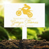 Dirt Bike Memorial Garden Stake – Custom Riding With The Angels Yard Sign – Personalized Outdoor Memorial Plaque for