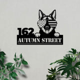 Dog America Metal Sign, Address Number Custom Name, Number Address Custom Wall Sign, Personalized Metal, Metal Home Decor