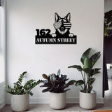 Dog America Metal Sign, Address Number Custom Name, Number Address Custom Wall Sign, Personalized Metal, Metal Home Decor