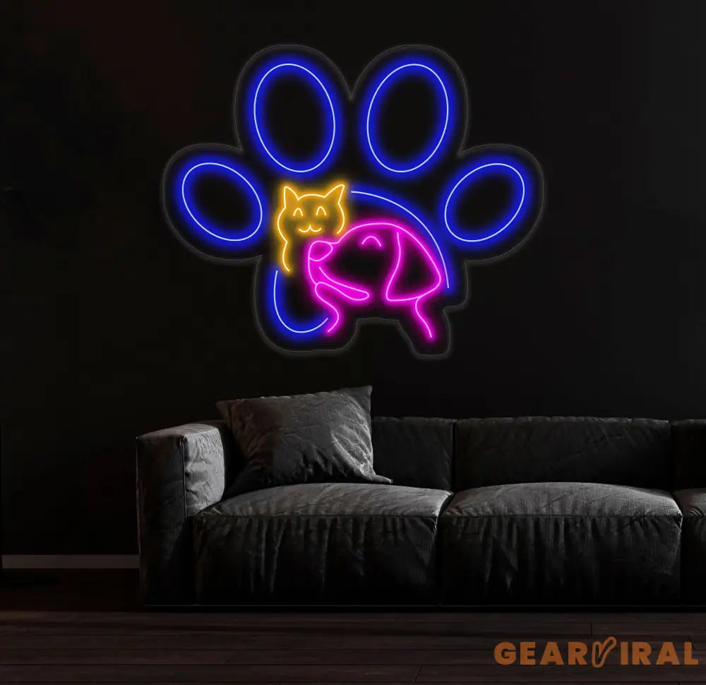 Dog Cat Face Neon Sign Dog Cat Face Led Sign Custom Neon Sign Pet Store Wall Decor Dog Cat Shop Light Wall Art Pet Spa