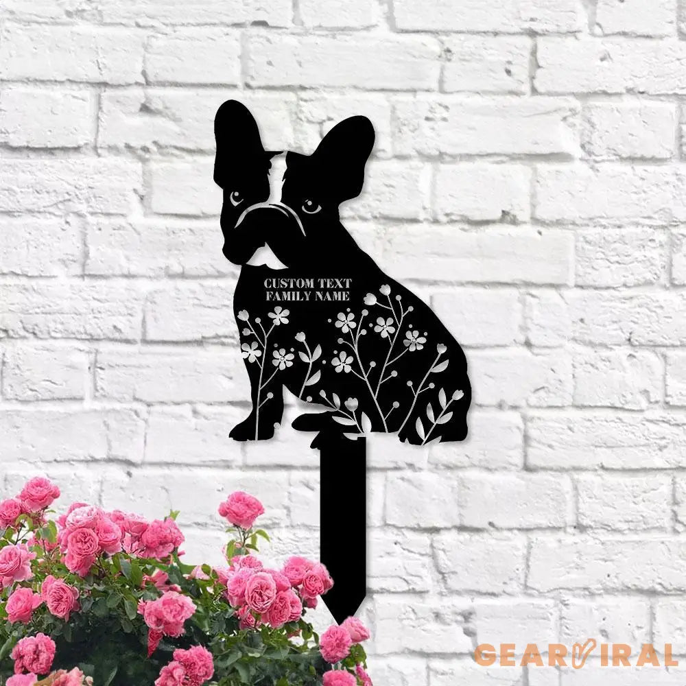 Dog Flower Metal Family Name Sign - Personalized Monogram Dog Shape Metal Stake - Custom Garden Decor- Garden Dog Metal