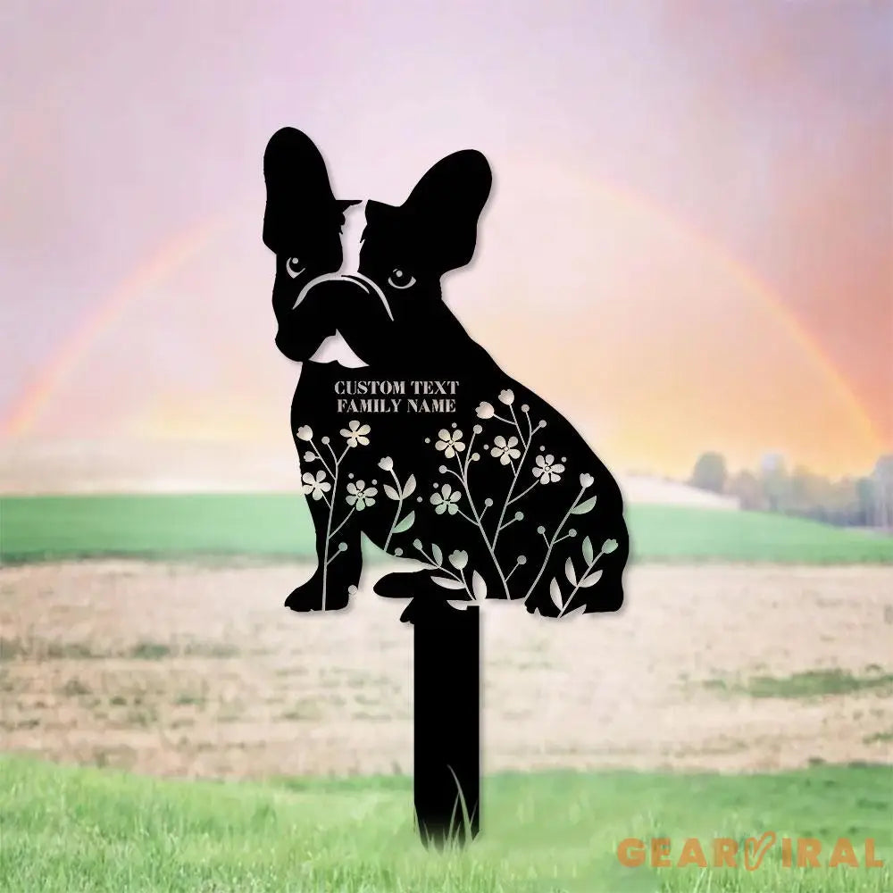Dog Flower Metal Family Name Sign - Personalized Monogram Dog Shape Metal Stake - Custom Garden Decor- Garden Dog Metal