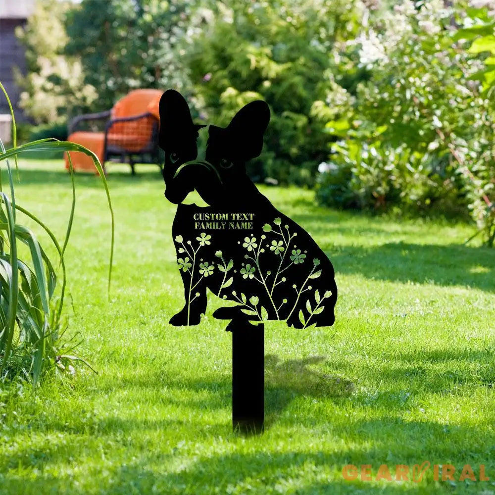 Dog Flower Metal Family Name Sign - Personalized Monogram Dog Shape Metal Stake - Custom Garden Decor- Garden Dog Metal