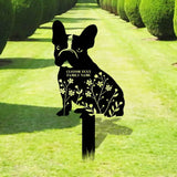 Dog Flower Metal Family Name Sign - Personalized Monogram Dog Shape Metal Stake - Custom Garden Decor- Garden Dog Metal