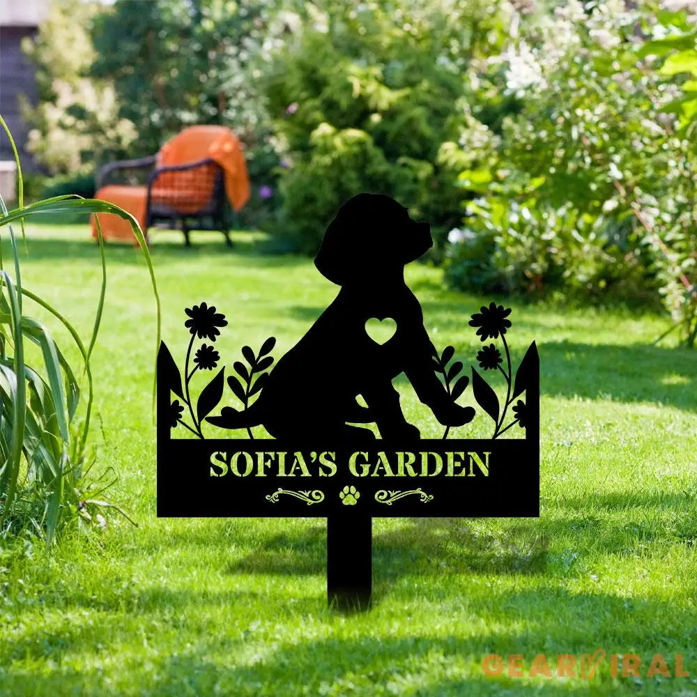 Dog Garden Metal Family Name Sign - Personalized Monogram Dog Shape Metal Stake - Custom Garden Decor- Garden Dog Metal