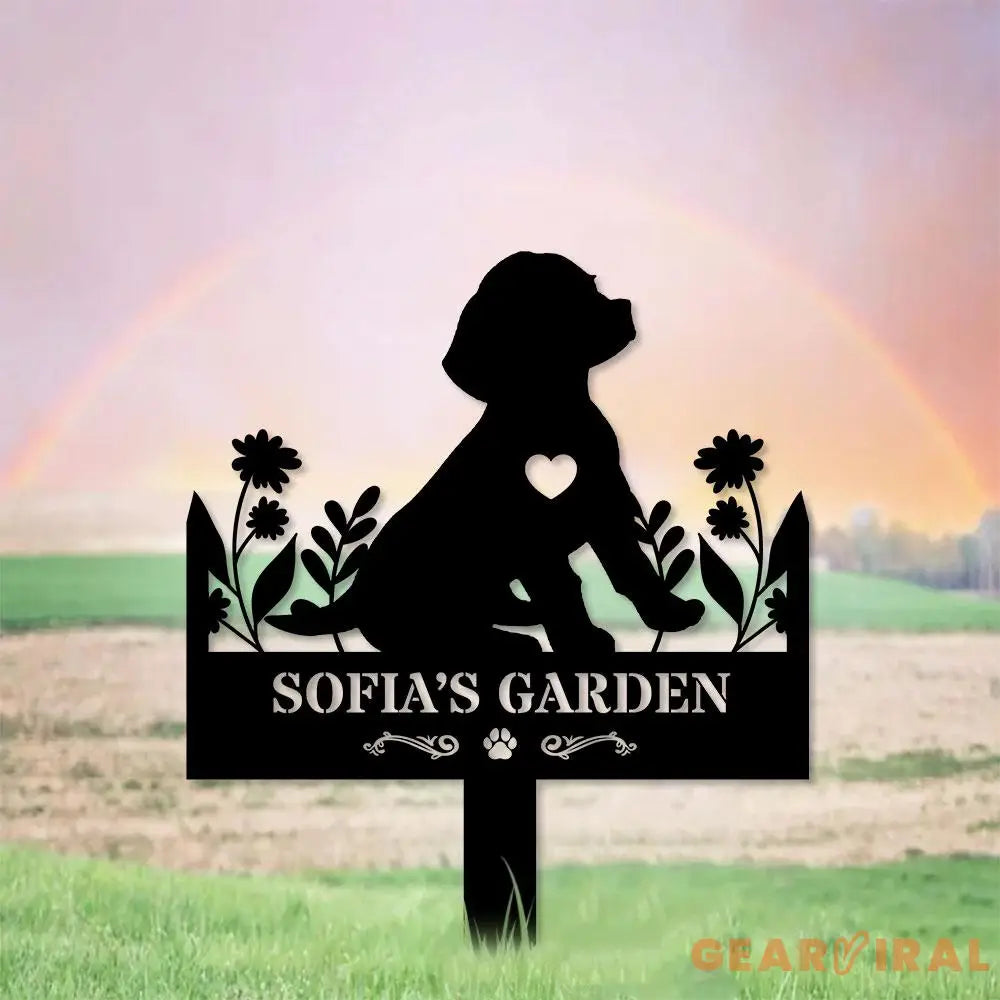 Dog Garden Metal Family Name Sign - Personalized Monogram Dog Shape Metal Stake - Custom Garden Decor- Garden Dog Metal