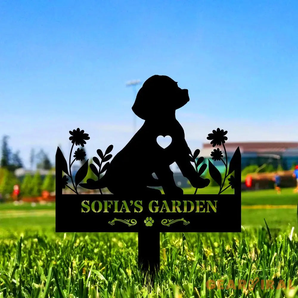 Dog Garden Metal Family Name Sign - Personalized Monogram Dog Shape Metal Stake - Custom Garden Decor- Garden Dog Metal