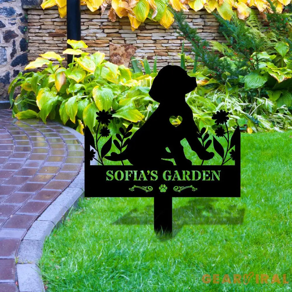 Dog Garden Metal Family Name Sign - Personalized Monogram Dog Shape Metal Stake - Custom Garden Decor- Garden Dog Metal