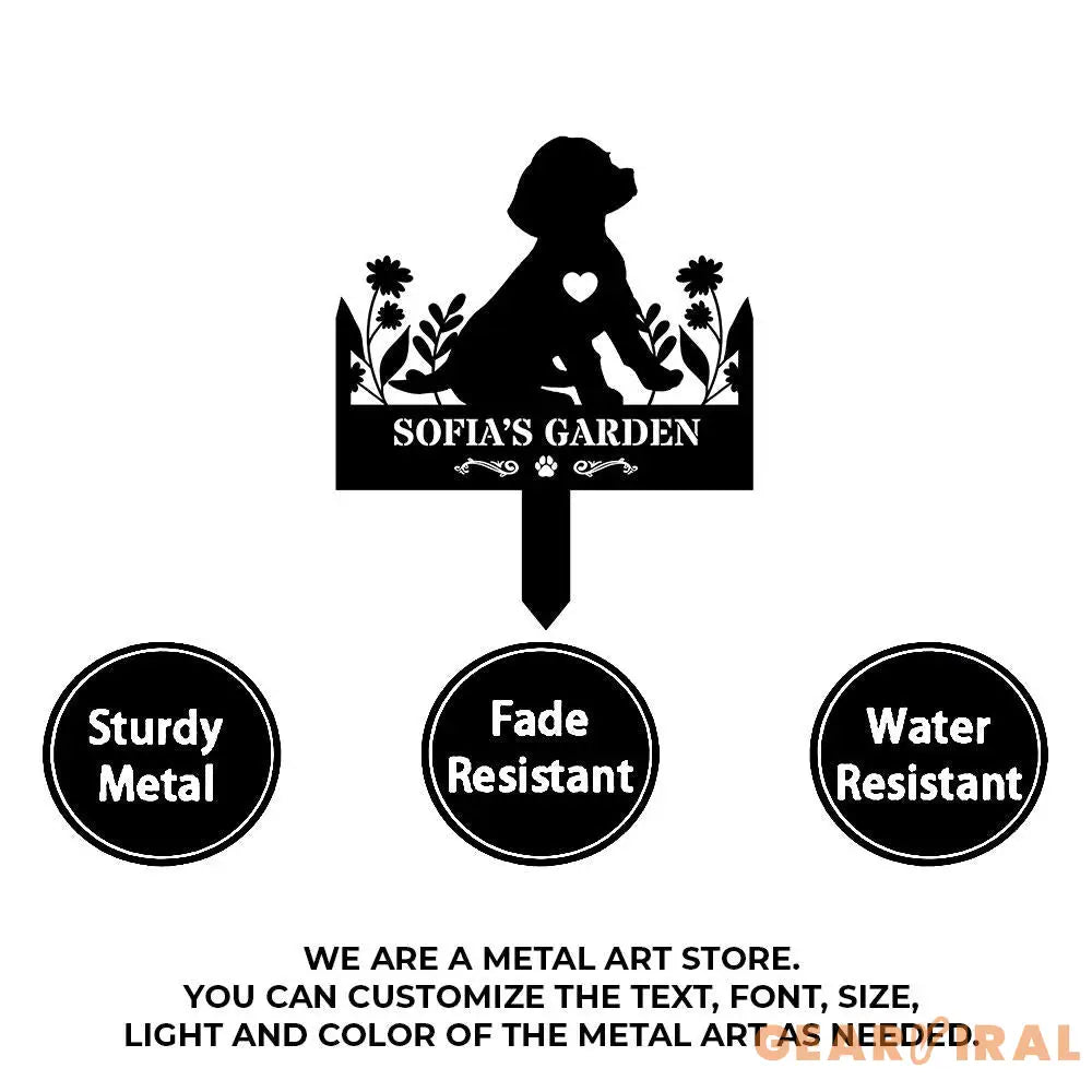 Dog Garden Metal Family Name Sign - Personalized Monogram Dog Shape Metal Stake - Custom Garden Decor- Garden Dog Metal