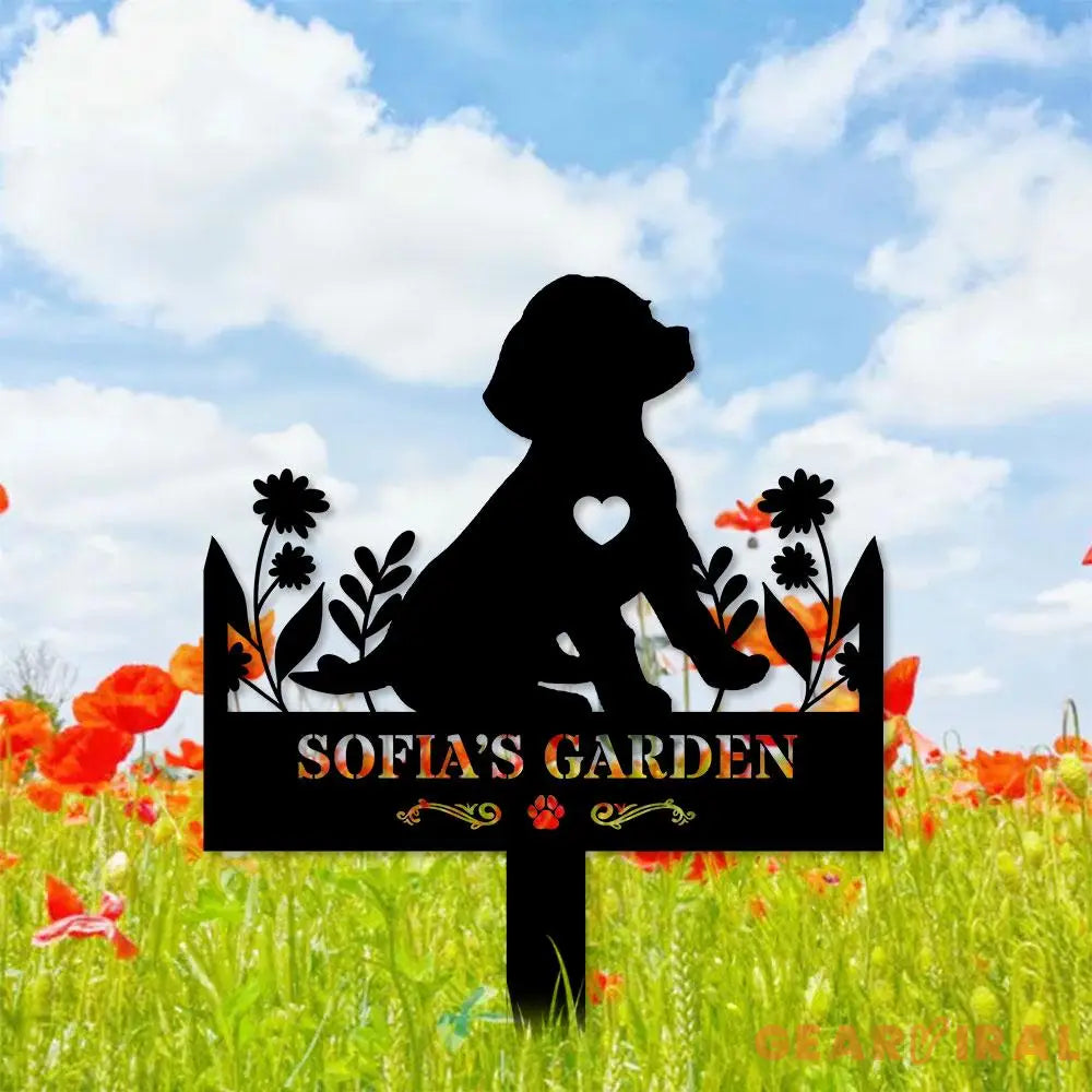 Dog Garden Metal Family Name Sign - Personalized Monogram Dog Shape Metal Stake - Custom Garden Decor- Garden Dog Metal