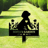 Dog Garden Metal Family Name Sign - Personalized Monogram Dog Shape Metal Stake - Custom Garden Decor- Garden Dog Metal