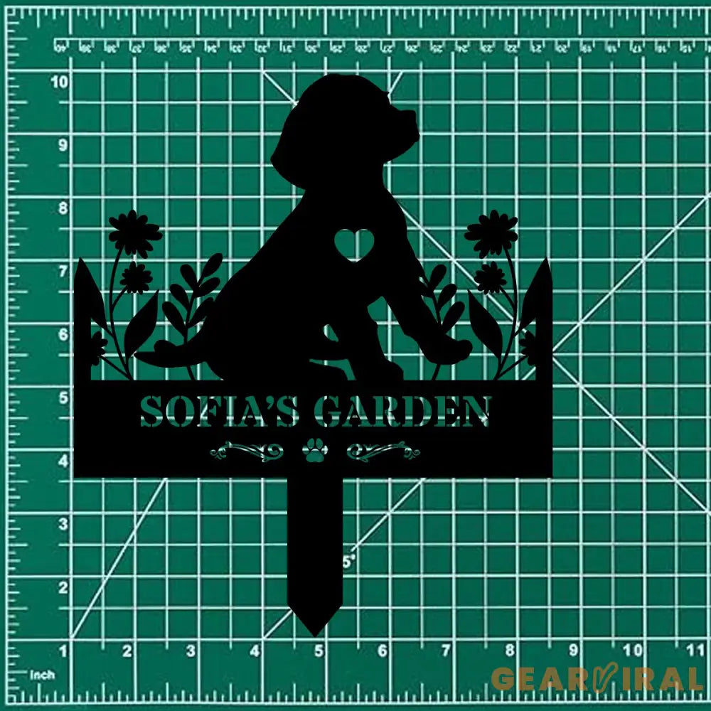 Dog Garden Metal Family Name Sign - Personalized Monogram Dog Shape Metal Stake - Custom Garden Decor- Garden Dog Metal