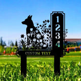 Dog Garden Sign Metal Address Sign With Stakes Home Address Sign Metal Yard Decor Metal Number Sign Garden Gift House
