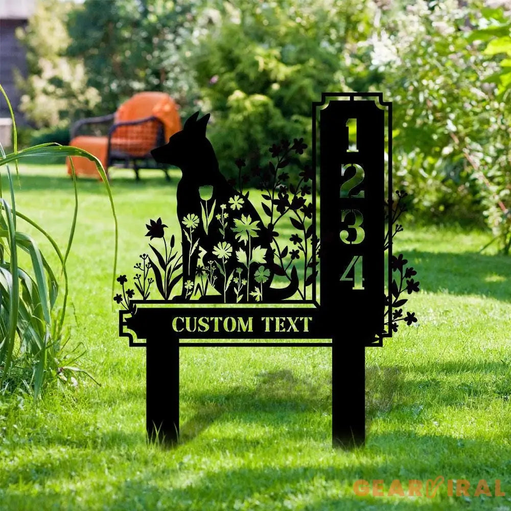 Dog Garden Sign Metal Address Sign With Stakes Home Address Sign Metal Yard Decor Metal Number Sign Garden Gift House
