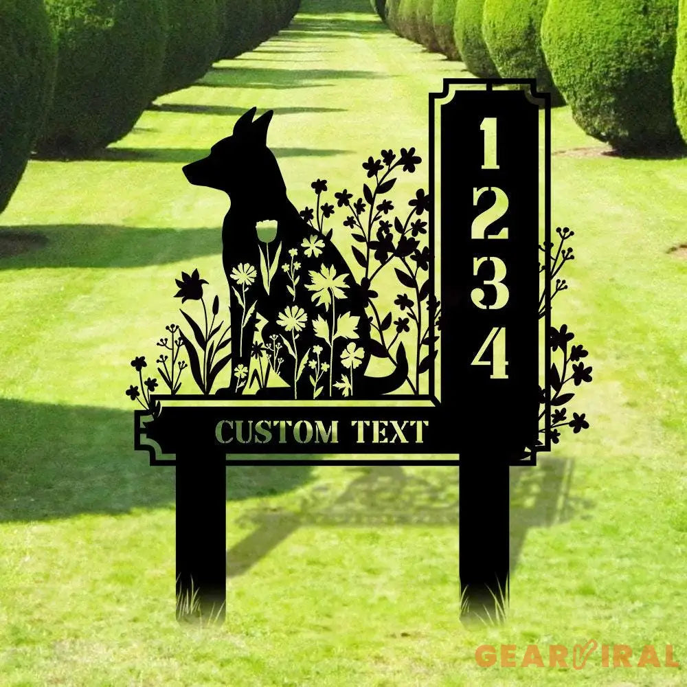 Dog Garden Sign Metal Address Sign With Stakes Home Address Sign Metal Yard Decor Metal Number Sign Garden Gift House