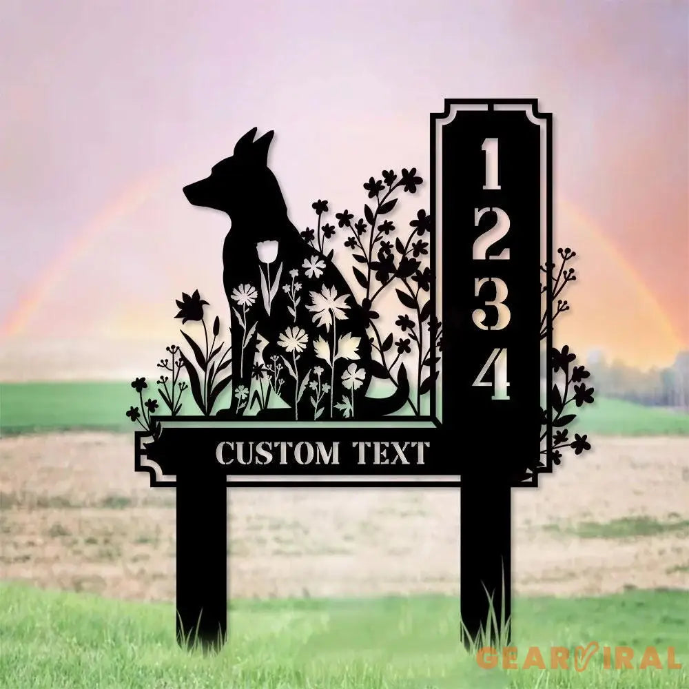 Dog Garden Sign Metal Address Sign With Stakes Home Address Sign Metal Yard Decor Metal Number Sign Garden Gift House