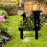 Dog Garden Sign Metal Address Sign With Stakes Home Address Sign Metal Yard Decor Metal Number Sign Garden Gift House