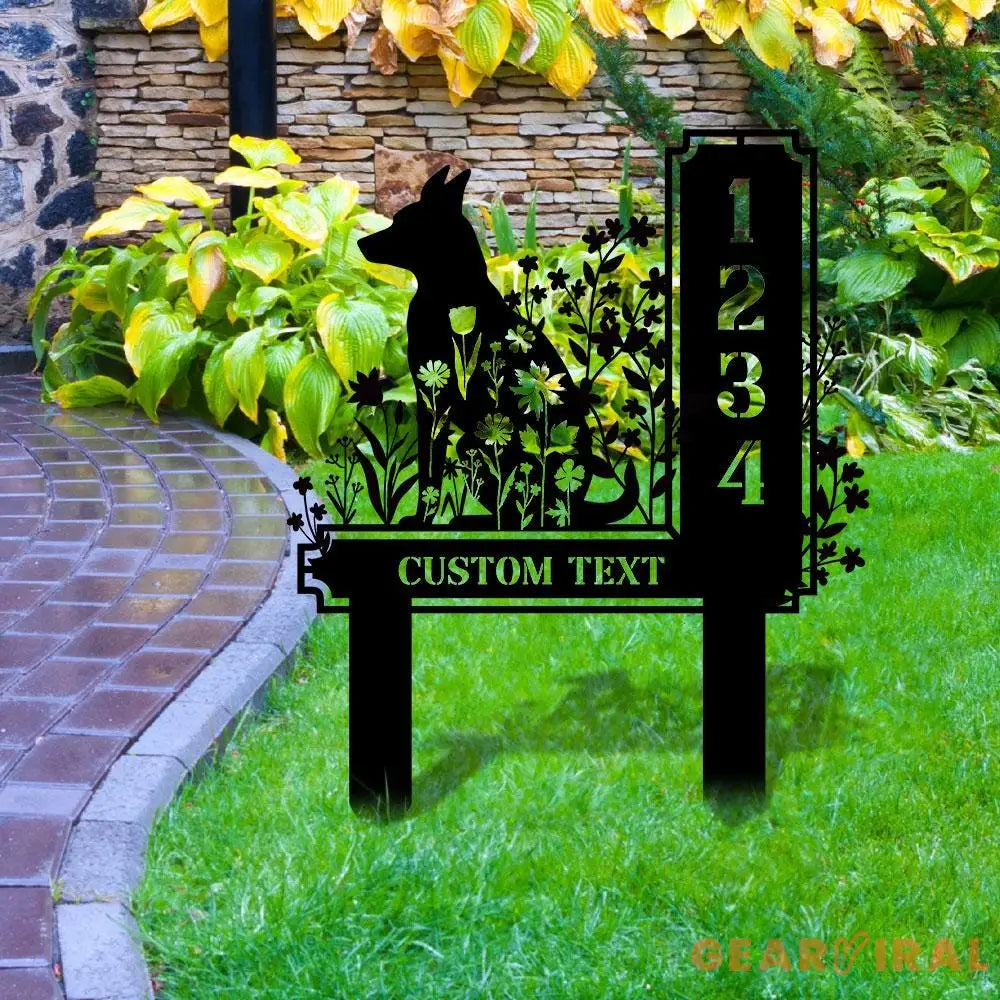Dog Garden Sign Metal Address Sign With Stakes Home Address Sign Metal Yard Decor Metal Number Sign Garden Gift House