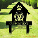 Dog House Garden Metal Stake Personalized Dog Family Name Yard Sign Outdoor Door Decor Garden Art Gift for Garden