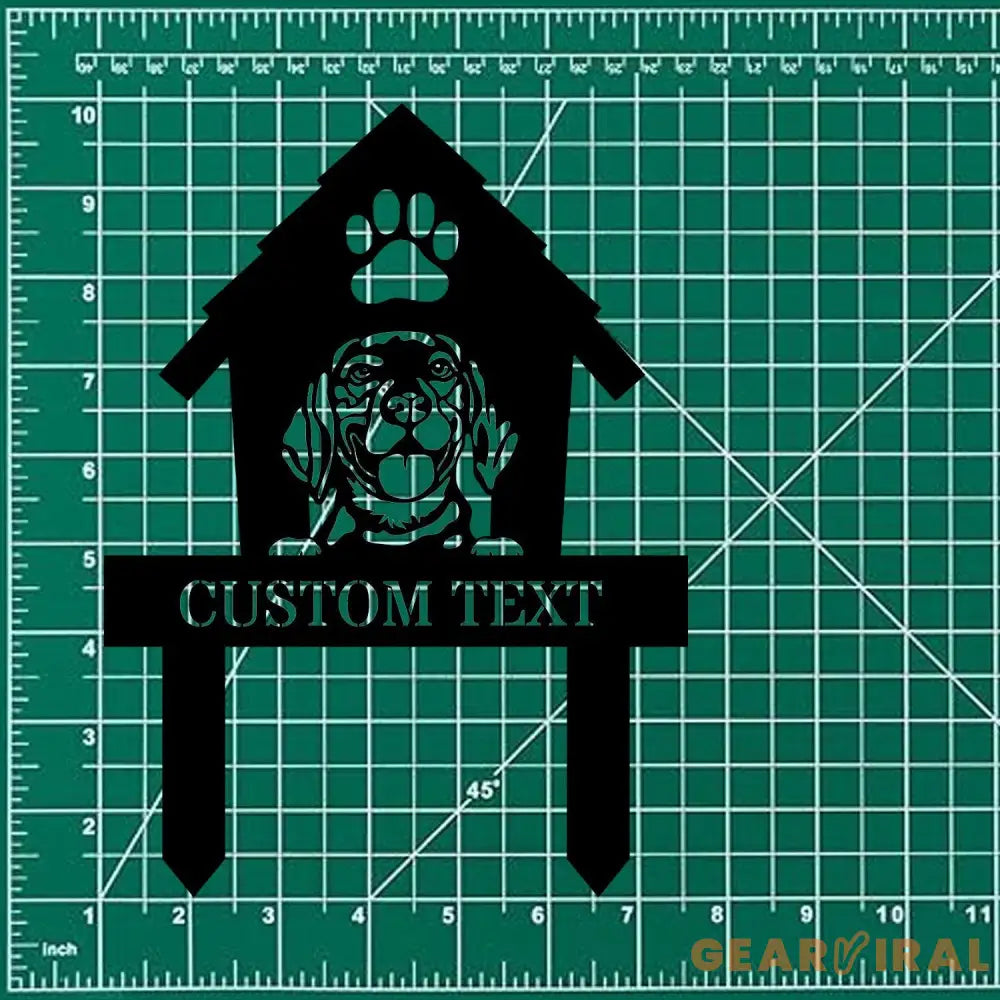 Dog House Garden Metal Stake Personalized Dog Family Name Yard Sign Outdoor Door Decor Garden Art Gift for Garden