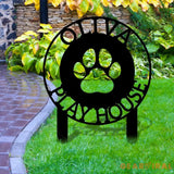 Dog Paw Metal Family Name Sign - Personalized Monogram Dog Shape Metal Stake - Custom Garden Decor- Garden Dog Metal
