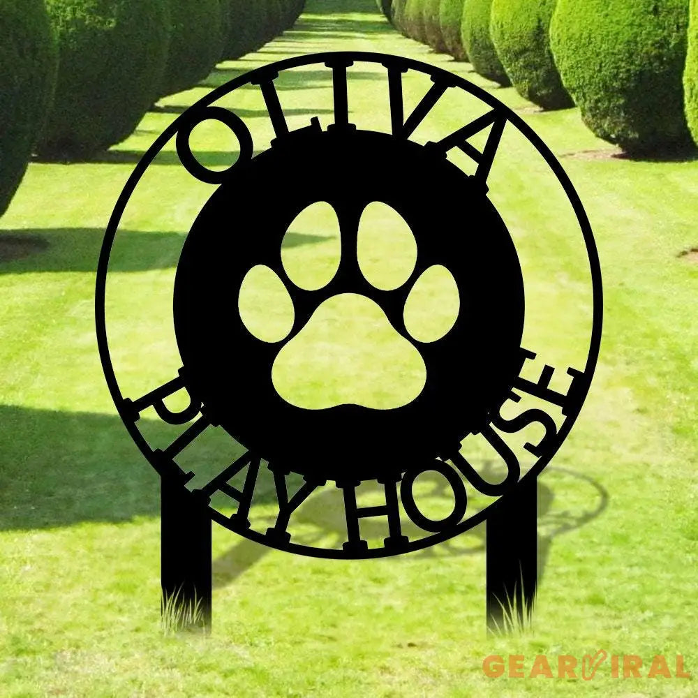 Dog Paw Metal Family Name Sign - Personalized Monogram Dog Shape Metal Stake - Custom Garden Decor- Garden Dog Metal