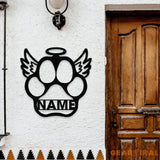 Dog Paw With Wings Metal Name Sign With LED Lights Personalized Split Letter Last Name Dog Lover Metal Sign Dog Metal