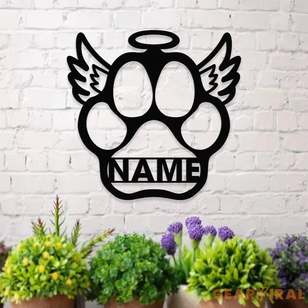 Dog Paw With Wings Metal Name Sign With LED Lights Personalized Split Letter Last Name Dog Lover Metal Sign Dog Metal