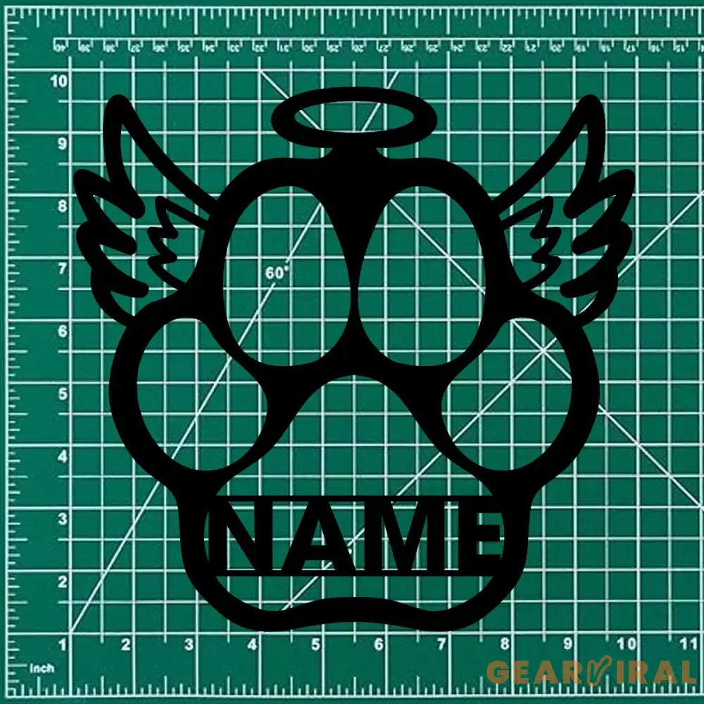 Dog Paw With Wings Metal Name Sign With LED Lights Personalized Split Letter Last Name Dog Lover Metal Sign Dog Metal